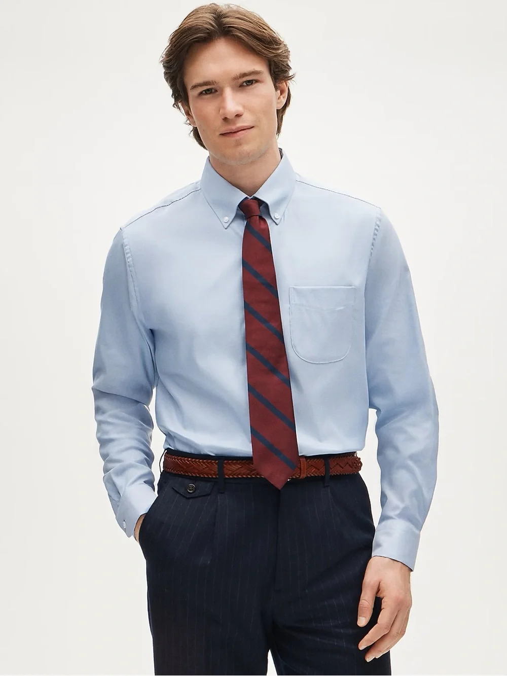 J. CREW Bowery Slim performance stretch oxford shirt in Blue Size S $98 CP684